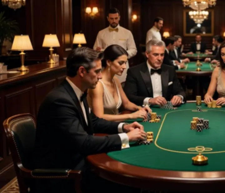 Hostia hrajú poker pri luxusne prestretom stole v Tavolixa