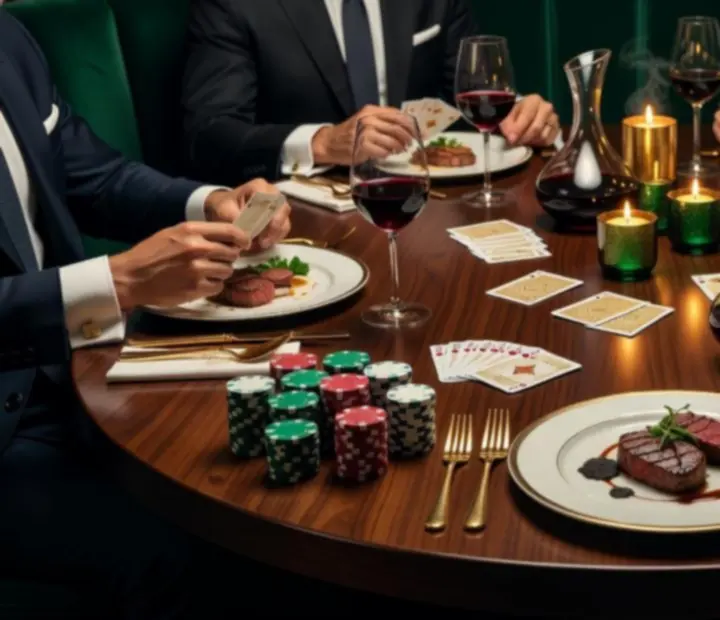 Degustačné menu a nápoje pri pokerovom stole