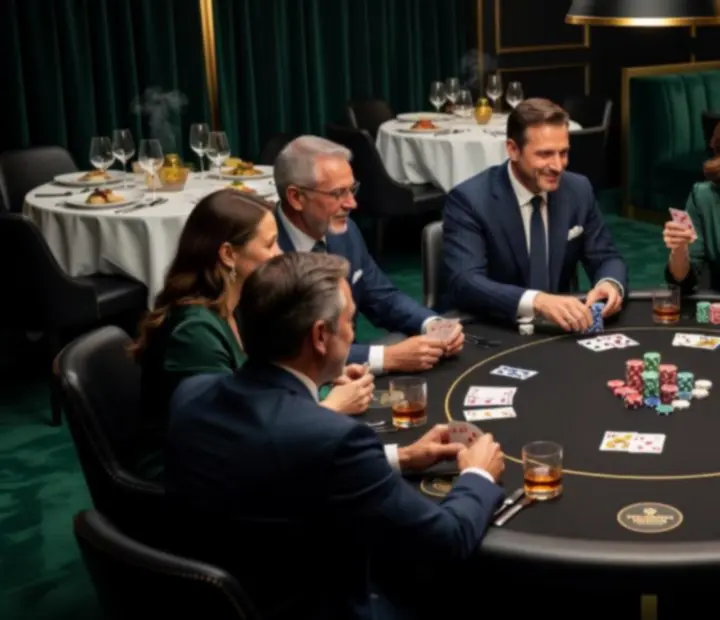 Hostia pri pokerovom stole a gurmánskej večeri v reštaurácii Tavolixa