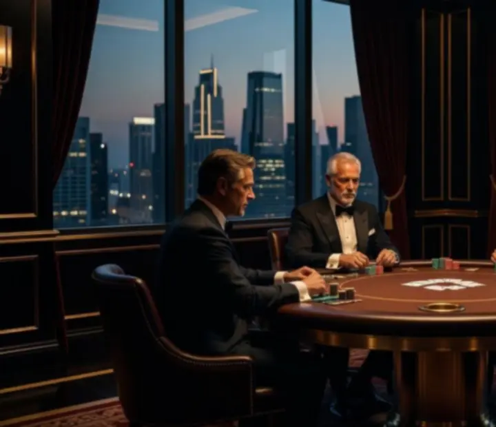 VIP pokerový stôl s panoramatickým výhľadom na žiariaci salón Tavolixa